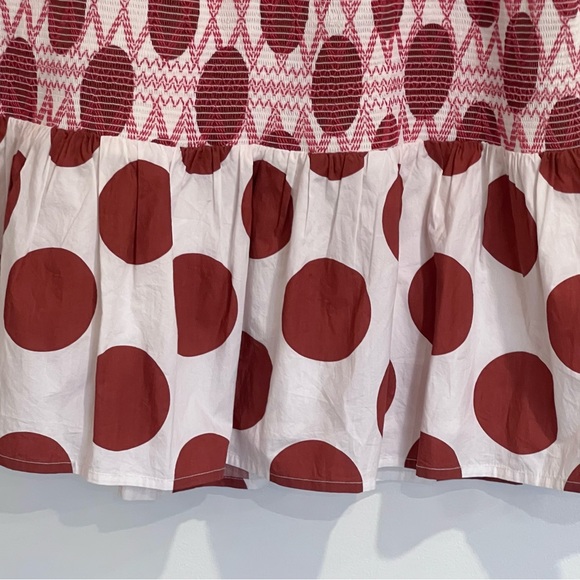 NWT Anthropologie Maeve Polka Dot Smocked Cotton Flared Mini Skirt - Picture 4 of 10